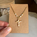 Butter Yellow Pearl Cross Necklace