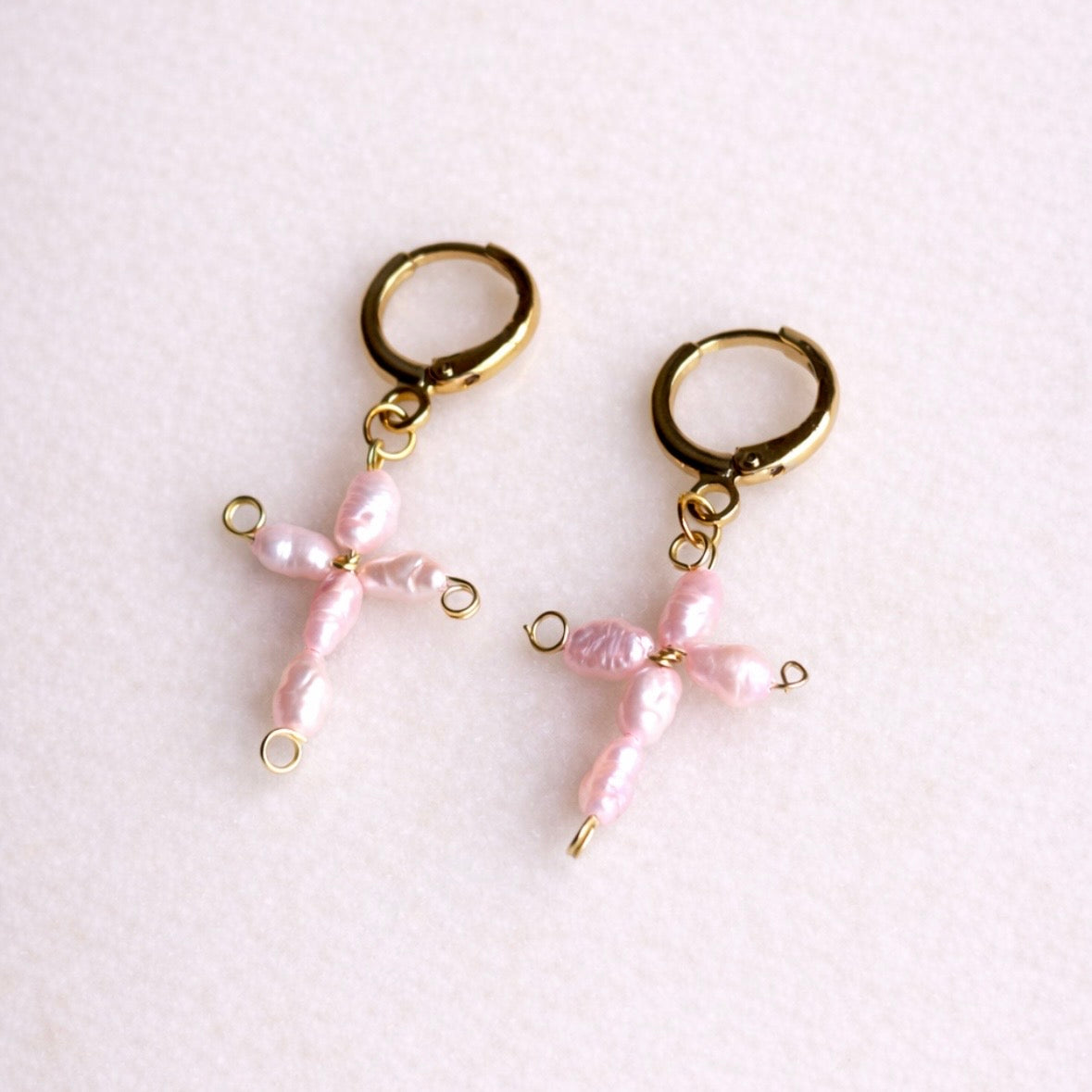 Pink Cross Earrings