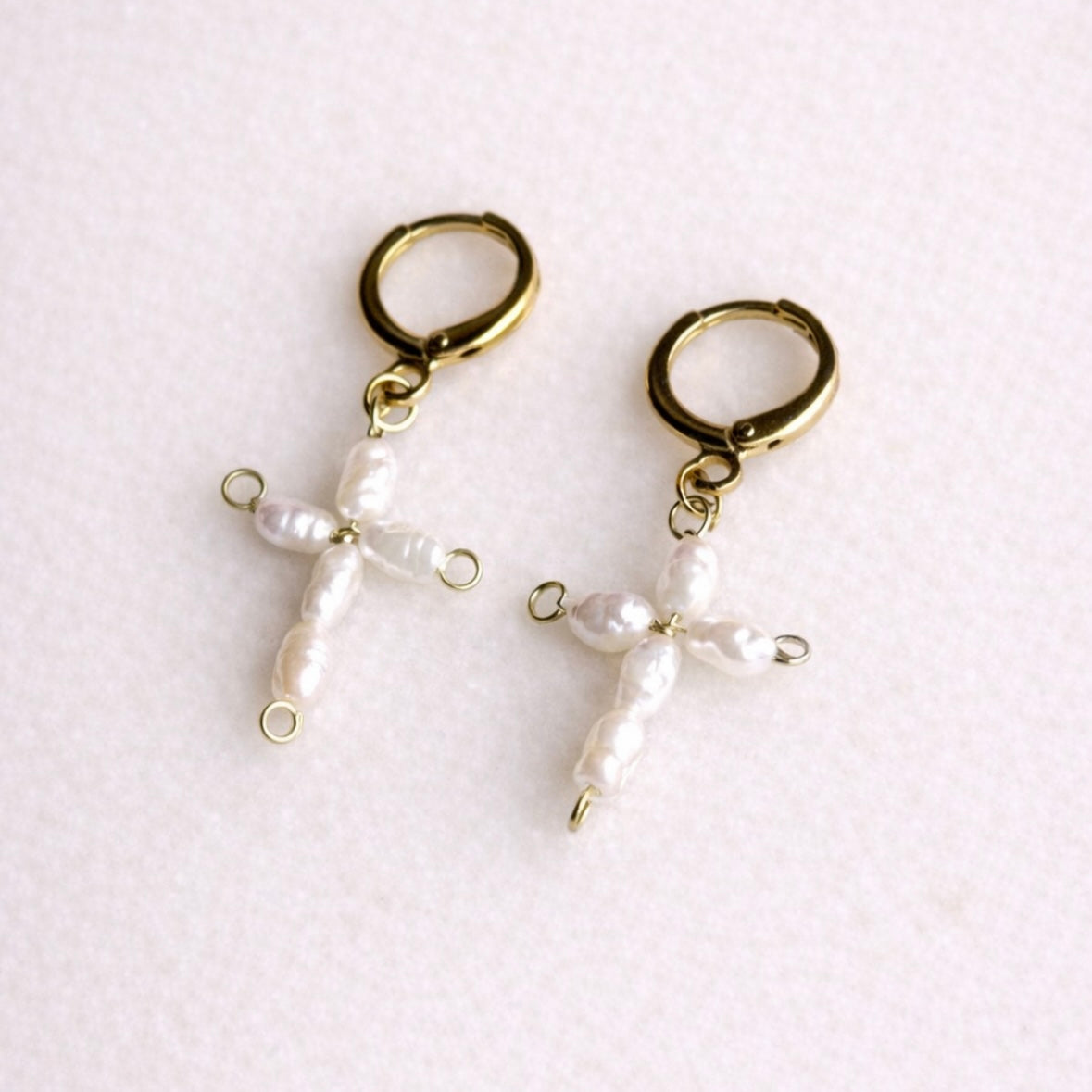 Pearl Cross Earrings