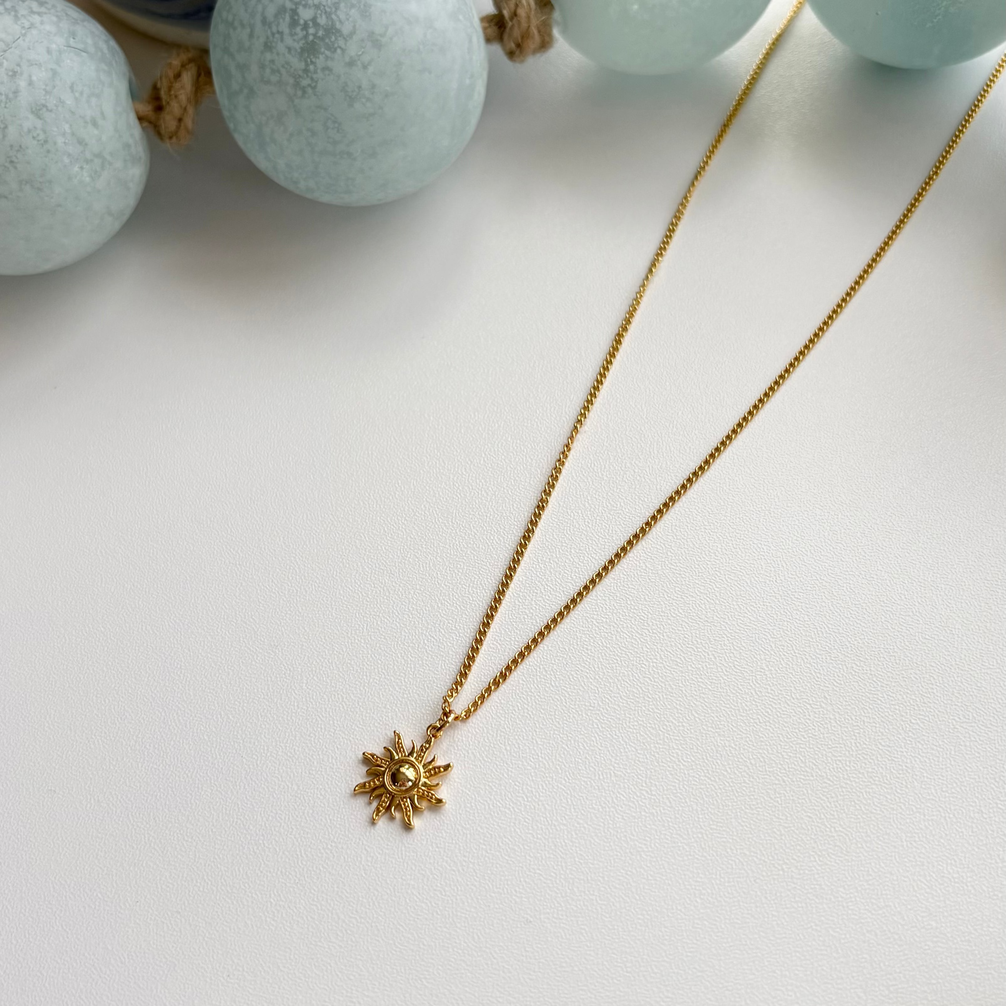 Gold Sun Charm Necklace